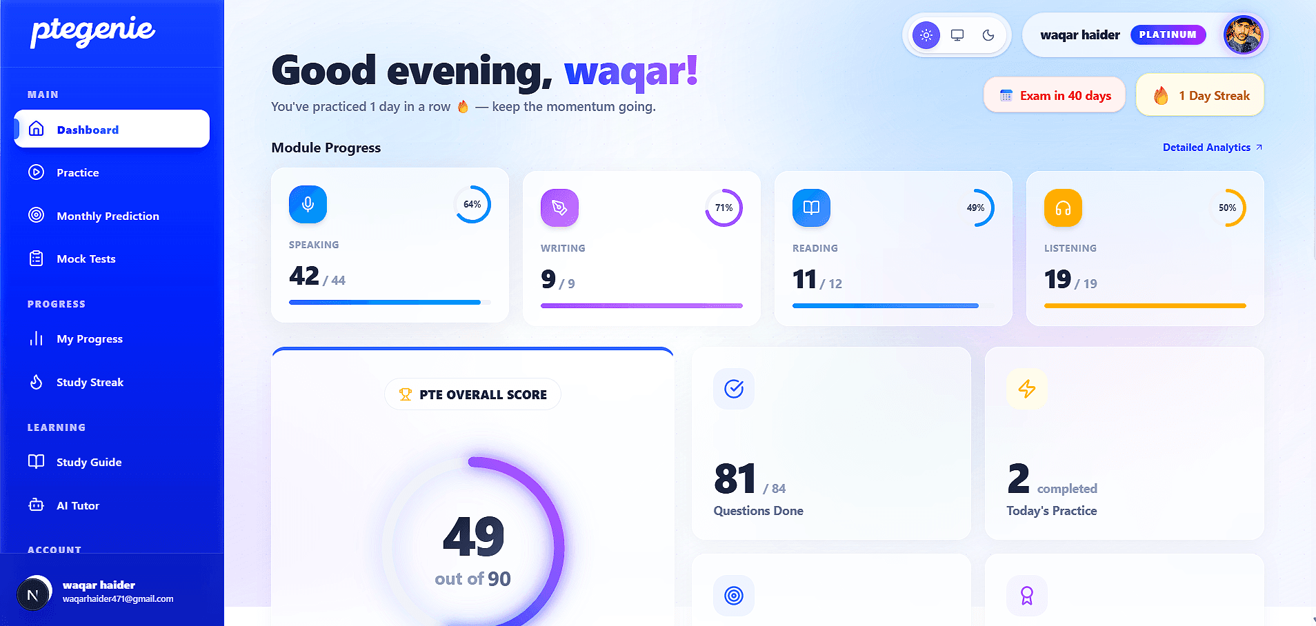 PteGenie Dashboard